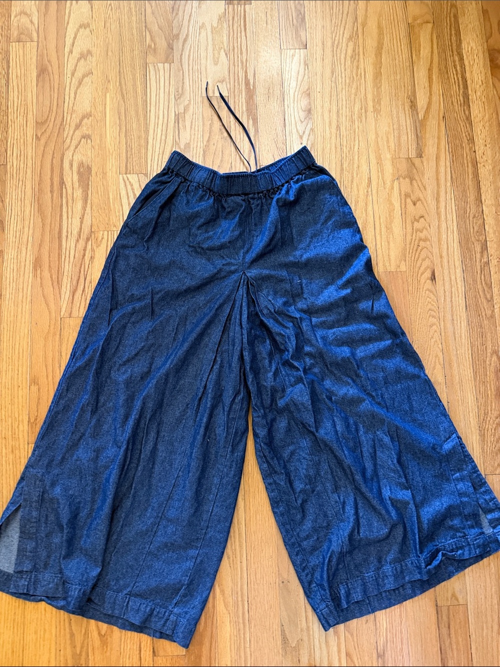 Niko and sz L Wide Leg Chambray Gaucho Pants - Deep Indigo Blue great condition - Picture 2 of 8